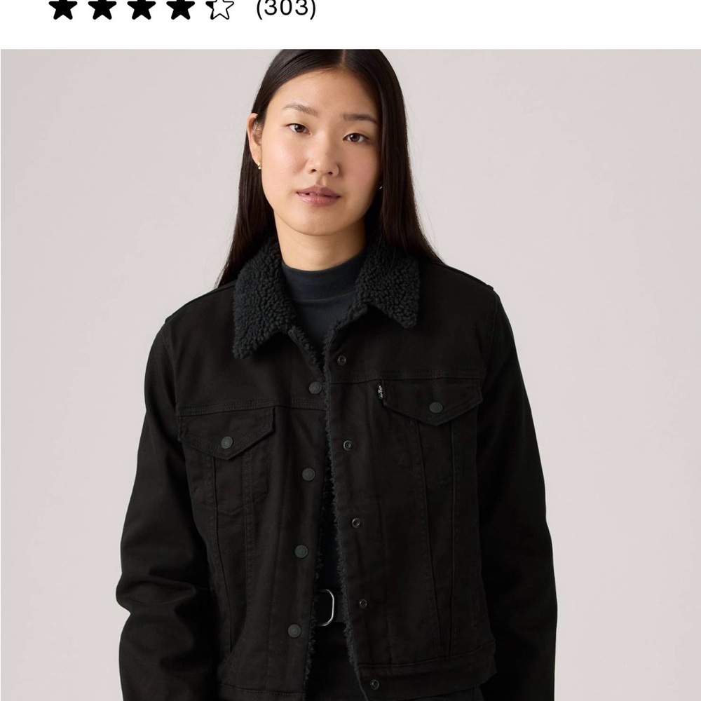 Levi's Women's Sherpa Black Jean Trucker Jacket